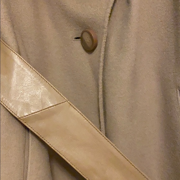 Mackage wool and knit coat w/leather belt in camel - Picture 5 of 8